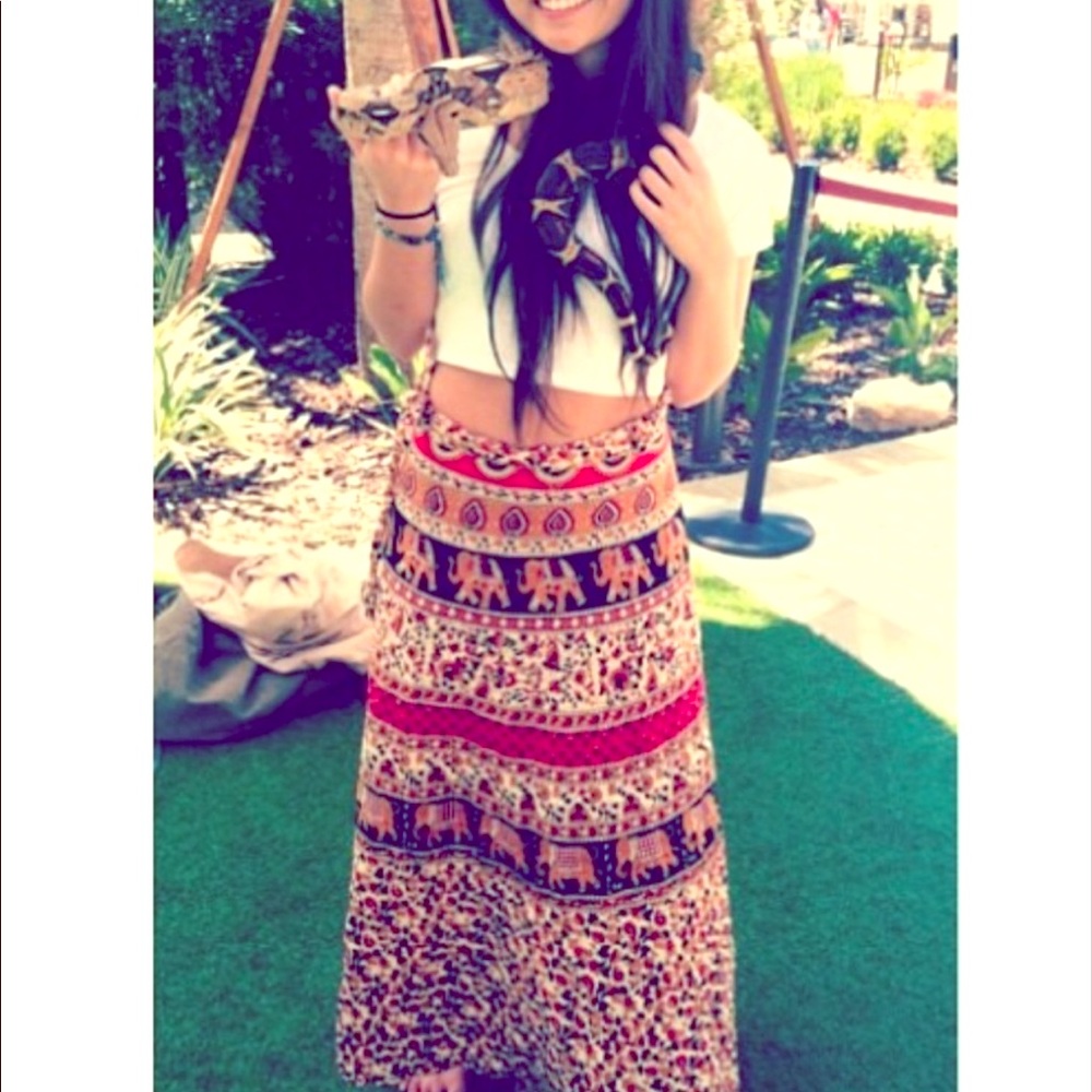 Vintage Boho Wrap Linen Maxi Skirt
